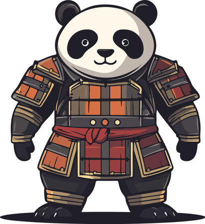 Illustration of a panda in a medieval costume with armor.のイラスト素材