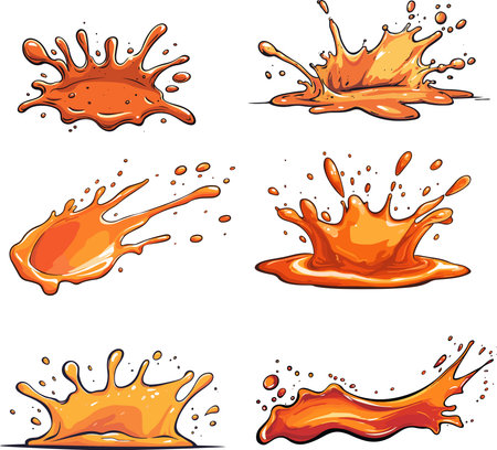 Collection of orange paint splashes isolated on white background. Vector illustration.のイラスト素材