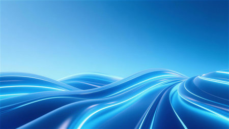 abstract blue wavy background with smooth lines in it - 3d render