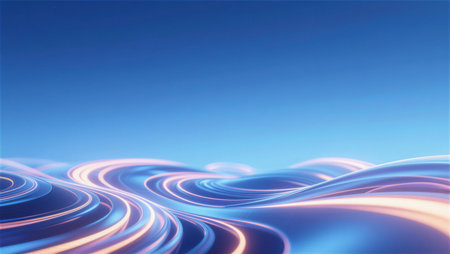Abstract blue background with smooth lines and waves. 3d rendering.