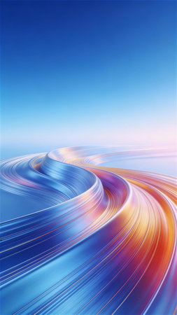 abstract background with smooth lines in blue and orange colors. vector illustrationの写真素材