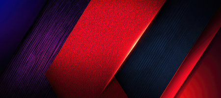 Abstract layered design featuring textured and smooth surfaces in various vibrant colors with light reflectionsの素材