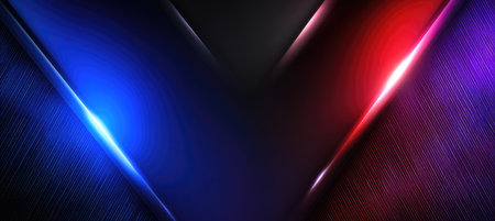 Abstract composition with brushed metal textures and vibrant streaks of blue, red, and purple lightの素材