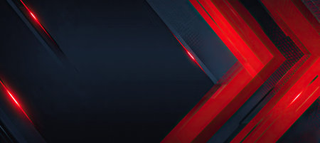 Abstract design featuring dark blue and red geometric shapes with a tech aestheticの素材