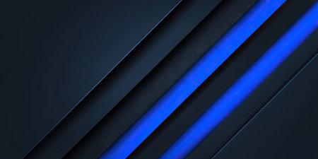 An abstract composition features overlapping panels in dark gray, accented by bright blue lines. The design utilizes geometric shapes, with layers creating depth and visual interest. This graphic is suitable for various applications, including website backgrounds, presentations, or other commercial projects where a modern aesthetic is desired.の素材