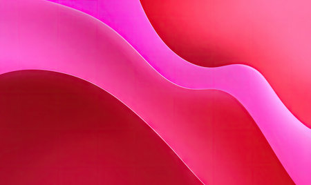 This image presents smooth, abstract forms in a palette of red and pink hues. The curves create a sense of flow and movement. The lighting suggests a soft, diffused source. This design is adaptable for various uses including website backgrounds, presentations, and graphic design projects.の素材