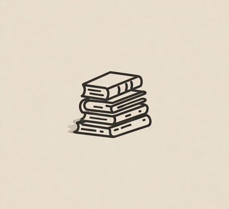 This illustration features a stack of books rendered in a minimalist line art style. The artwork showcases a neutral color palette with a simple composition. This visual could be used to represent educational themes or the concept of reading and literature. Its clean aesthetic suits various editorial or commercial applications.の素材