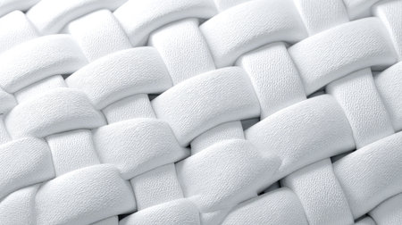 This image presents a close-up view of a textured surface crafted from interwoven white material. The composition emphasizes the pattern and the interplay of light and shadow, creating a sense of depth and visual interest. It could be suitable for various design applications, including website backgrounds or textile designs.の素材