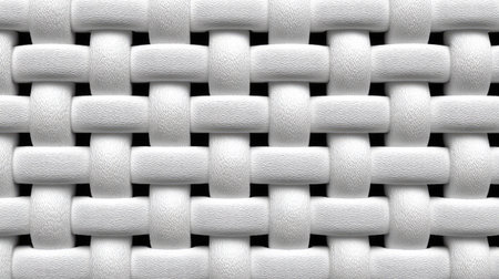 This image presents a close-up of a woven pattern. The texture is a repeating arrangement of white, rectangular shapes against a contrasting black backdrop. The style is simple and clean, suggesting a graphic design element suitable for various creative projects. It could be used for backgrounds or textures in both commercial and editorial applications.の素材