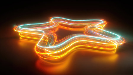 abstract background with glowing wavy lines and bokeh effectの素材