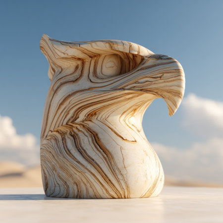 Wooden sculpture in the desert. 3D illustration. Nature.の素材