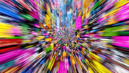 abstract colorful background with motion blur of people in the city.の素材