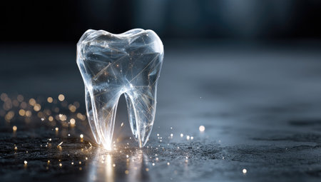 Broken tooth on dark background. Dental problem. 3D renderingの素材