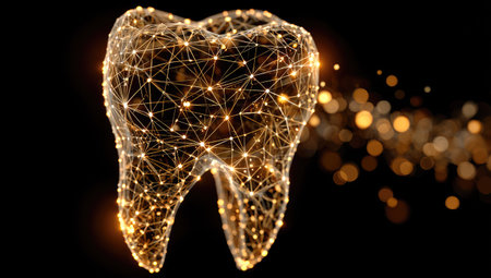 Abstract image of a tooth on a black background. 3D renderingの素材