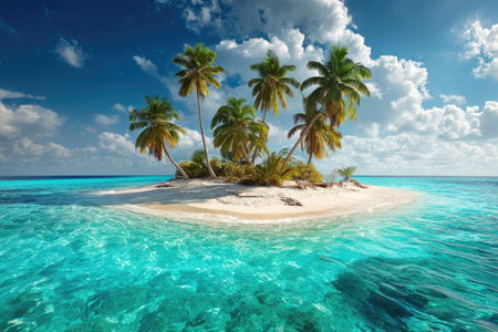 Tropical island with palm trees atoll in the Indian Oceanの素材