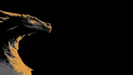 Dragon head on a black background. 3D rendering. Computer digital drawing.の素材