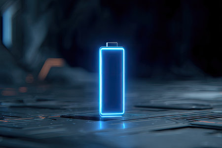 Charging battery on the laptop. 3d rendering. Computer background.の素材