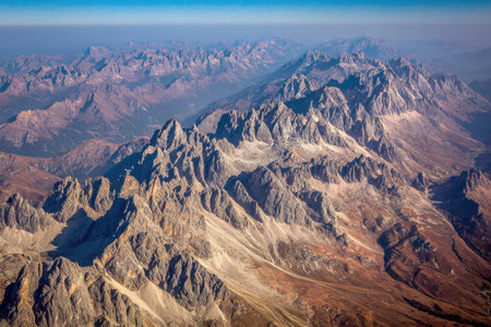 Aerial view of the mountains in Cordillera Blanca, Peruの素材