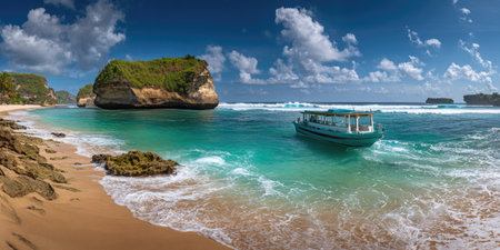Panoramic view of the famous Nusa Penida beach, Bali, Indonesiaの素材