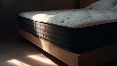 Close up of a bed in the bedroom. Selective focus.の素材