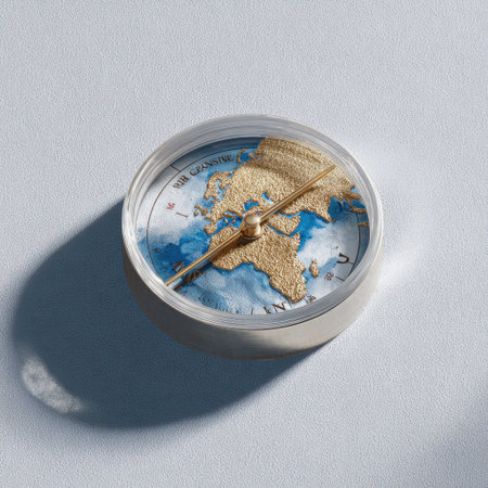 Compass with map of Europe on a white background. 3d renderingの素材