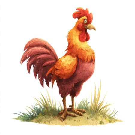 cartoon image of rooster on white background, illustration for childrenの素材