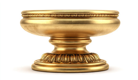 3d rendering of a brass vase isolated on white background.の素材