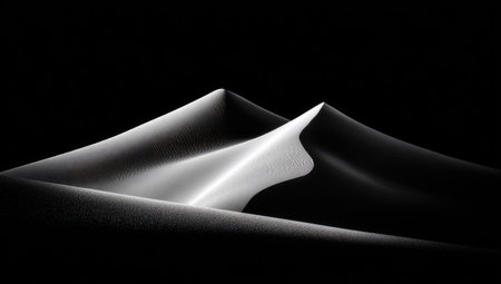 Abstract 3d rendering of wavy surface in black and white.の素材