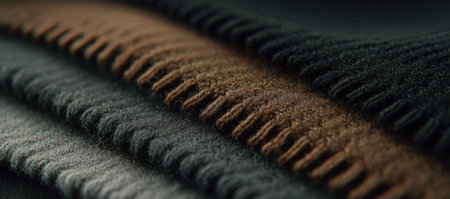 This image presents a close-up of several fabrics, showcasing a range of neutral tones. The composition reveals textured surfaces and layered elements, highlighting the details. The textures and colors create a visual aesthetic suitable for various applications. It can be used for design concepts and textiles or fashion related media.の素材