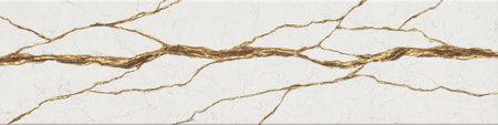 A light-colored stone texture with gold veins, displaying a cracked pattern across the surfaceの素材