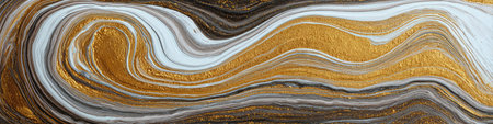 Abstract swirling composition with gold, white, gray, and brown bands. Resembles marble or agateの素材
