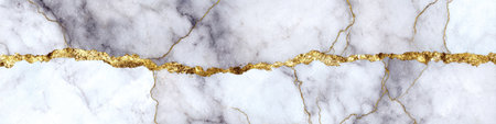 Elegant abstract banner with marble texture, highlighted with golden veinsの素材