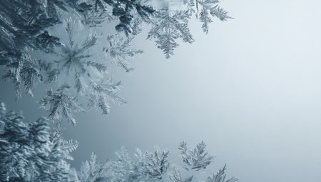 An illustration showcasing a frosty pattern with a gradient background. The image presents a cool color palette with soft textures and artistic elements. This design could be utilized for various commercial purposes, including graphic design and visual marketing, focusing on themes like winter or cold.の素材