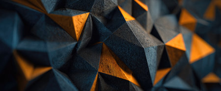 This image features a detailed abstract composed of geometric shapes with orange and black. The composition highlights angular forms and textures. It is suitable for various applications, including digital design, backgrounds, and conceptual illustrations. The overall aesthetic could be useful in commercial contexts.の素材