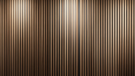 A close-up reveals a series of parallel vertical lines, creating a textured background. The image features a blend of brown and gold colors, with a subtle gradient effect. The composition suggests a sense of depth and visual interest, suitable for various design applications and commercial uses.の素材