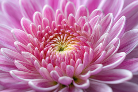 This close-up showcases a beautiful pink chrysanthemum in full bloom. The flower's petals display a range of pink hues and intricate textures. The composition highlights the flower's form, suggesting a macro style of photography. Suitable for various applications, including botanical illustrations or decorative designs.の素材