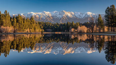 Reflection of the mountains and the lake in Yosemite national park, California, USAの素材