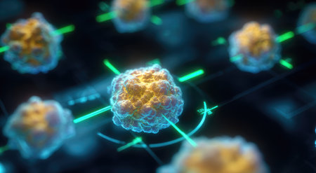 3d illustration of human papillomavirus cell in digital backgroundの素材