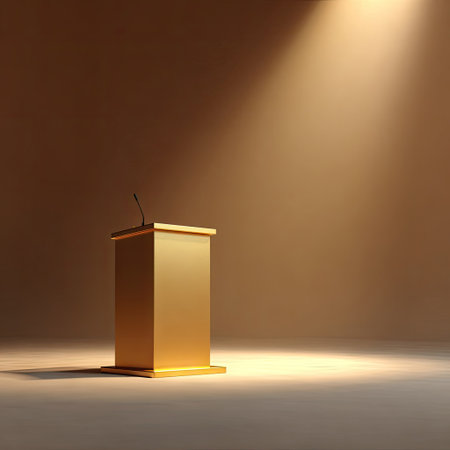 Podium for your text on a brown background. 3d renderの素材