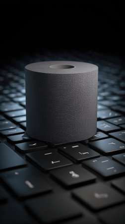 Laptop with a speaker on a dark background. 3d renderの素材