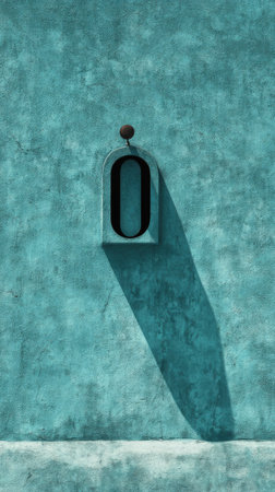 An image of a nice blue wall with a letter in it.の素材