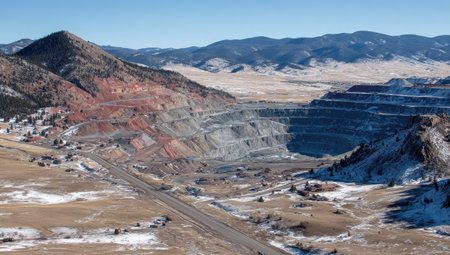 Open pit mine in the winter. Salt mine. Open pit mine.の素材