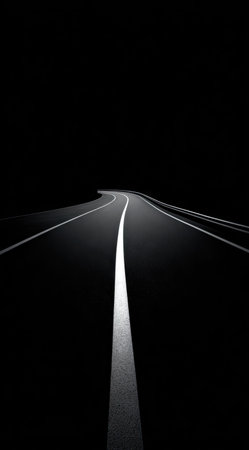 Abstract image of a straight road on a dark background. 3d renderingの素材