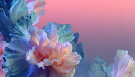 Peony flower on a pink-blue background. Close-up.の素材