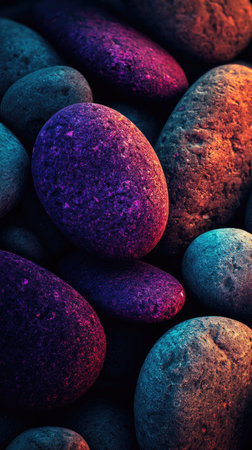 Colorful pebbles background. Close up. Toned.の素材