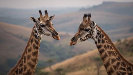 Two Giraffes in Serengeti National Park, Tanzaniaの素材