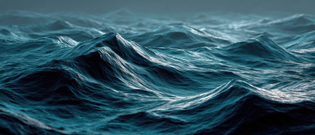 Blue sea water with waves. 3d rendering, 3d illustration.の素材