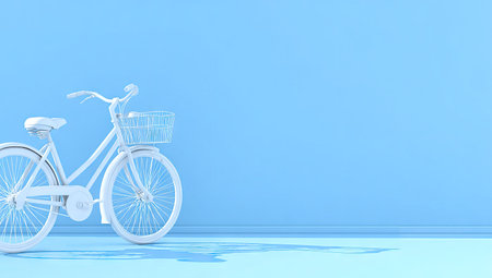 3d rendering of a bicycle against a blue wall with copy spaceの素材