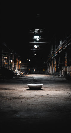 Abandoned factory building interior. Industrial background. Selective focusの素材