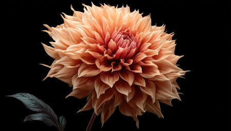 dahlia flower on a black background, closeup of photoの素材